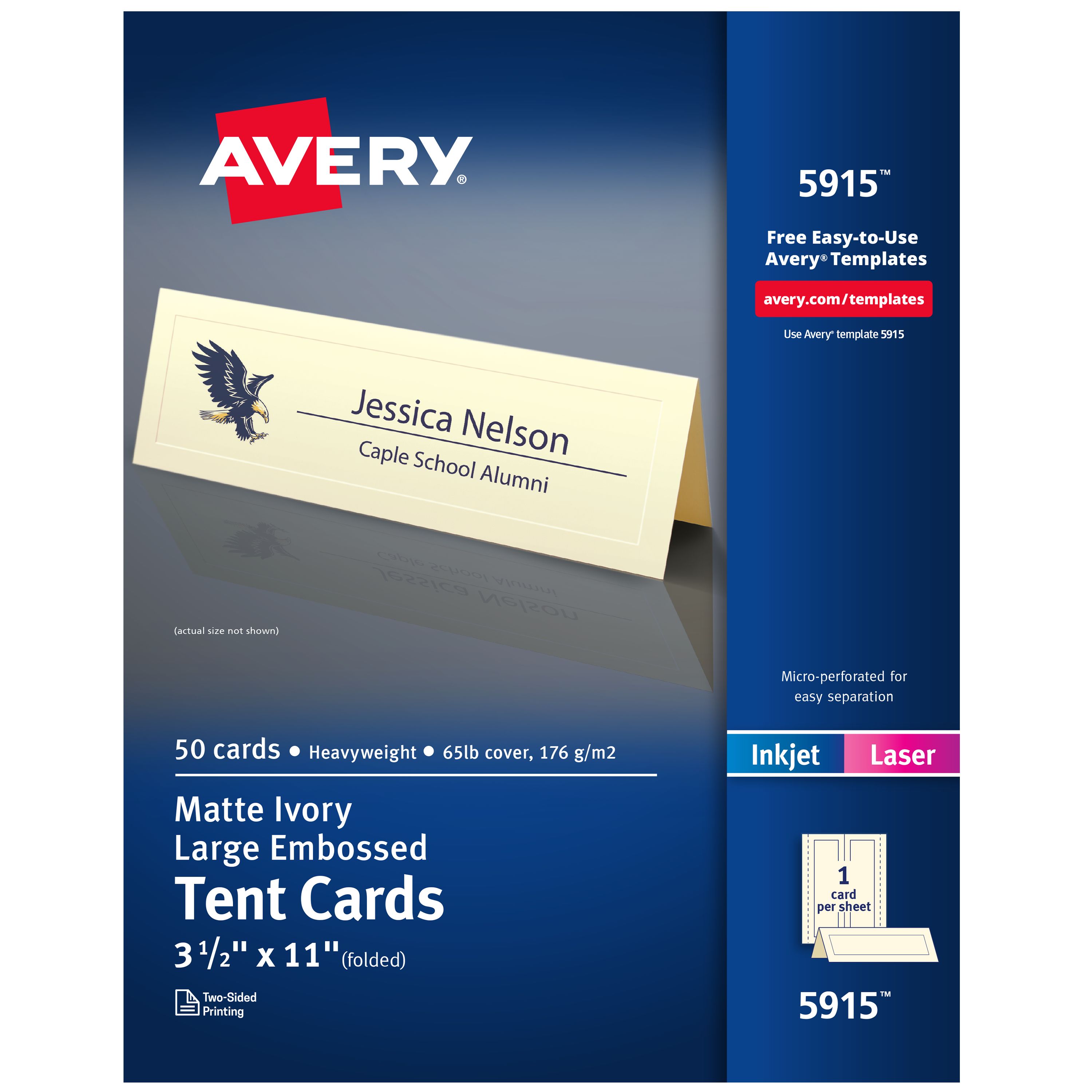 Avery embossed tent card 3 1 2 x 11 ivory 50 printable place